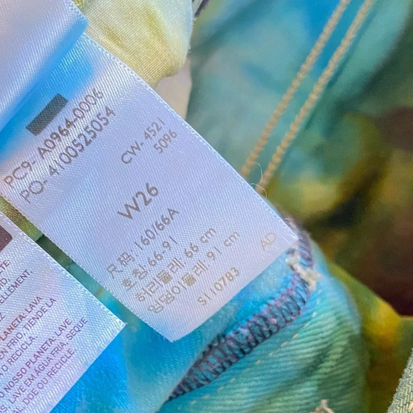 Levis Low Pro Straight Jeans Custom Tie Dye Womens Waist 26 XS Green Blue Levi’s - Picture 13 of 15